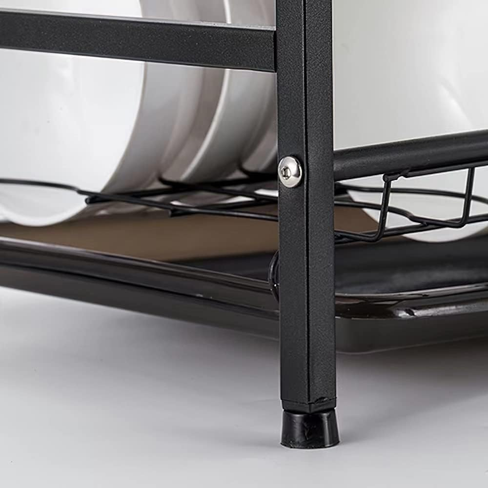 2 Tier Dish Rack Kitchen Shelf Organiser Black