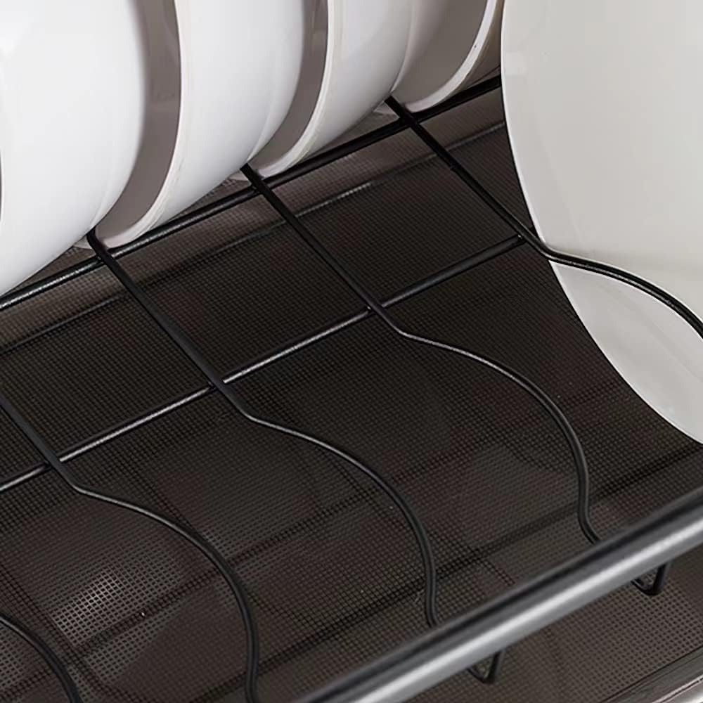 2 Tier Dish Rack Kitchen Shelf Organiser Black