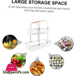 2- Tier Fruits Stand Fruit Storage Rack Stand Vegetable Holder Baskets Double Layer Fruit Basket Fruit Basket Kitchen French Country Wire Basket