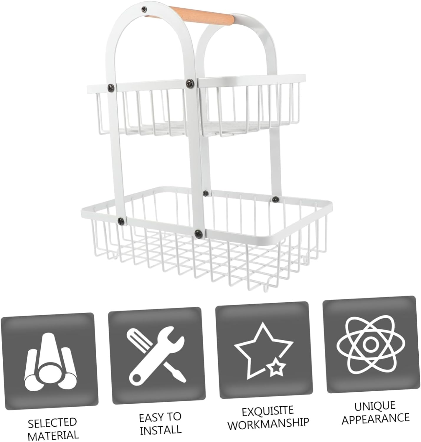 2- Tier Fruits Stand Fruit Storage Rack Stand Vegetable Holder Baskets Double Layer Fruit Basket Fruit Basket Kitchen French Country Wire Basket