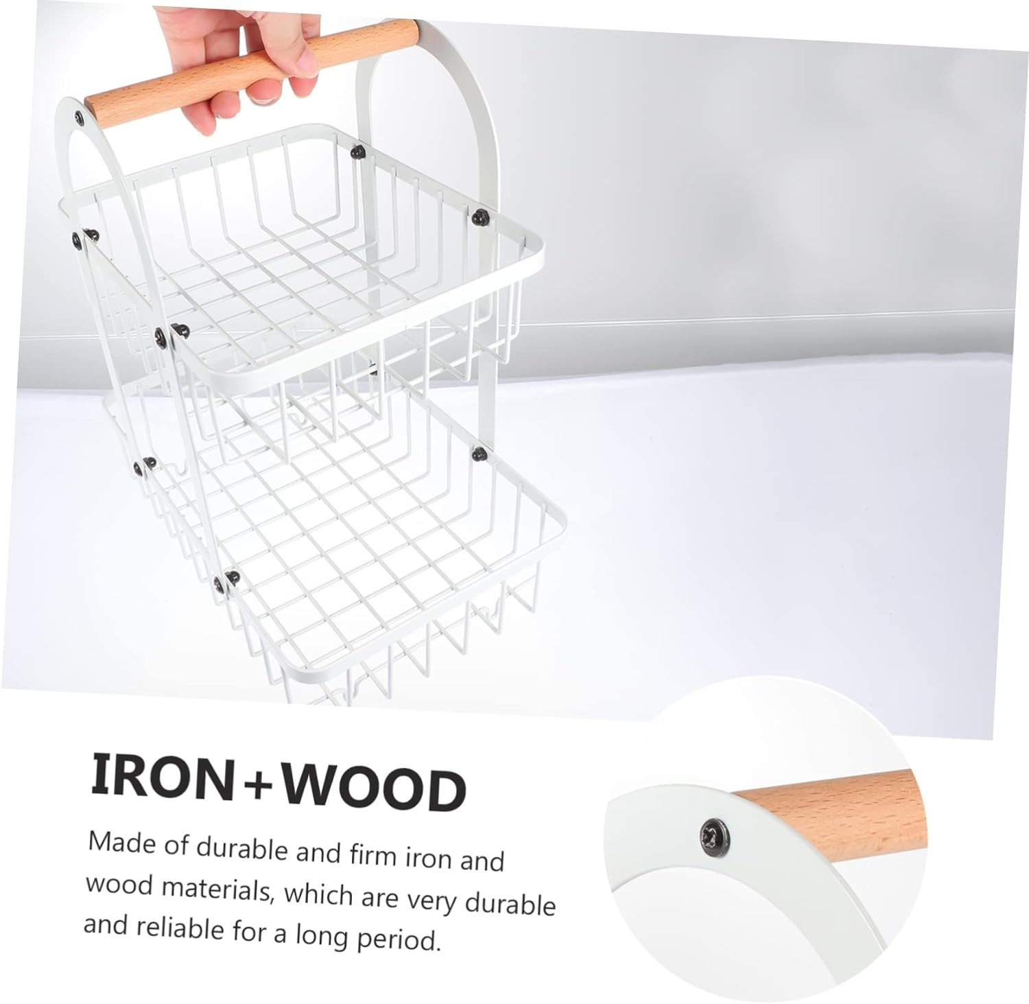 2- Tier Fruits Stand Fruit Storage Rack Stand Vegetable Holder Baskets Double Layer Fruit Basket Fruit Basket Kitchen French Country Wire Basket