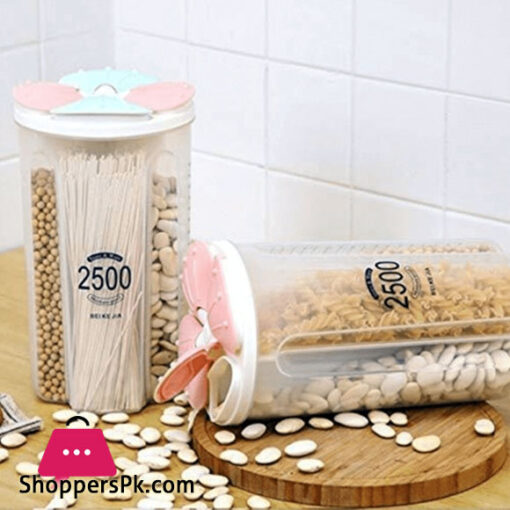 3 Compartment Food Grains Dry Fruit Storage Jar-2500 ml