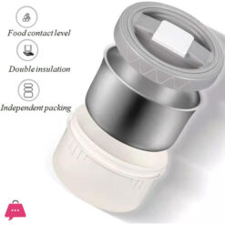 304 Stainless Steel Thermos Lunch Box Round Leak-Proof Multilayer Sealed Insulated Food Storage Container Work School Bento Box 2.6 Liter