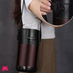 304 Stainless Steel Thermos Lunch Box Round Leak-Proof Multilayer Sealed Insulated Food Storage Container Work School Bento Box 2.6 Liter