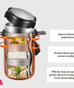 304 Stainless Steel Thermos Lunch Box Round Leak-Proof Multilayer Sealed Insulated Food Storage Container Work School Bento Box 2.6 Liter 12 304 Stainless Steel Thermos Lunch Box Round Leak-Proof Multilayer Sealed Insulated Food Storage Container Work School Bento Box 2.6 Liter - Image 2