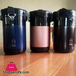 304 Stainless Steel Thermos Lunch Box Round Leak-Proof Multilayer Sealed Insulated Food Storage Container Work School Bento Box 1.9 Liter