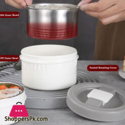 304 Stainless Steel Thermos Lunch Box Round Leak-Proof Multilayer Sealed Insulated Food Storage Container Work School Bento Box 2.3 Liter