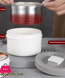 304 Stainless Steel Thermos Lunch Box Round Leak-Proof Multilayer Sealed Insulated Food Storage Container Work School Bento Box 2.3 Liter - Image 3