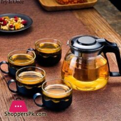 900ml Teapot with Filter Kitchen Glass Cups Special Tea Gift Set Business 5pcs Set Teapot