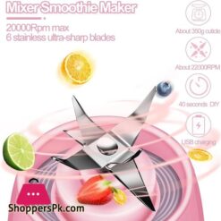 Bottle 420Ml Usb Rechargeable Juicer Blender 6 Blades Electric Blender Mini Portable Personal Size Juicer Cup Usb Rechargeable Mixer Food Grade Portable Fruit Juicer Machine Usb Rechargeable Juicer Blender 6 Blades Electric Blender Mi