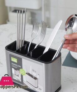 Knief Holder Tube Spoon Storage Box Rack Cutlery Organizer Tableware Draining Chopstick Cage With Water Outlet Tray