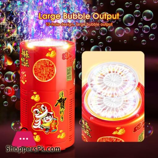 HelloKimi Bubble Blowing Machine Imitation Firework Electric Bubbles Music Light Colorful New Year Toys Children Gift Electric Bubble Machine Toy High capacity 13 Holes Bubble Toys
