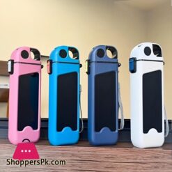 Techmanistan 350Ml Plastic Water Bottle With Pop Up Straw Lock Drinking Large Portable Travel Bottle Plastic Sports Bottle 350Ml Square Double Layer Classic Straw Water Bottle