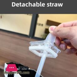 Techmanistan 350Ml Plastic Water Bottle With Pop Up Straw Lock Drinking Large Portable Travel Bottle Plastic Sports Bottle 350Ml Square Double Layer Classic Straw Water Bottle