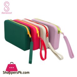 Silicone Toiletry Bag Portable Silicone Makeup Bag With Zipper Closure Detachable Strap For Travel Cosmetic Storage Pouch For Home On The Go Use Waterproof Silicone Cosmetic Bag