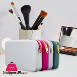 Silicone Toiletry Bag Portable Silicone Makeup Bag With Zipper Closure Detachable Strap For Travel Cosmetic Storage Pouch For Home On The Go Use Waterproof Silicone Cosmetic Bag