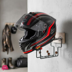 3-Pack Wall Mount Motorcycle Helmet Hangers – Black Plastic Storage Holders