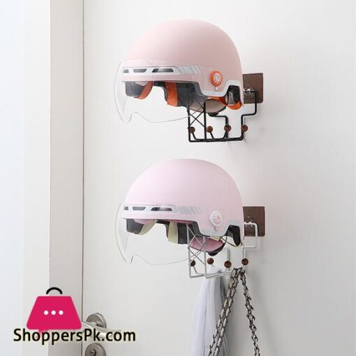 Wall Mounted Motorcycle Helmet Holder Display Stand Hanger Support Rack 4pcs Hooks For Coats Hats Caps Punch Free Multipurpose Jing