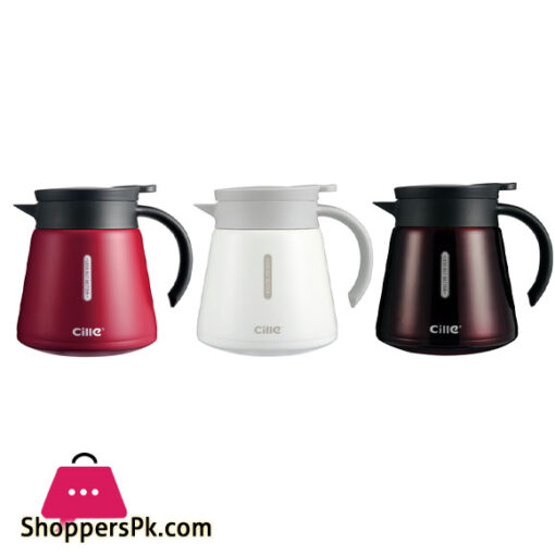 Cille 800ml Insulated Thermos Coffee Pot Tea Pot Stainless Steel Double Wall One Touch Lid Coffee Pot