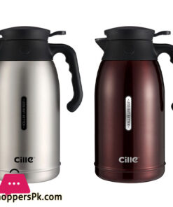 Cille Insulated Thermos Coffee Pot Tea Pot Stainless Steel Double Wall One Touch Lid With Handle Coffee Pot 2Liter 7 Cille Insulated Thermos Coffee Pot Tea Pot Stainless Steel Double Wall One Touch Lid With Handle Coffee Pot 2Liter - Image 3