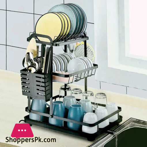 Dish Drying Rack 3 Tiers Detachable Dish Rack and Draining Board Set, Organizer Rack with Utensil Holder