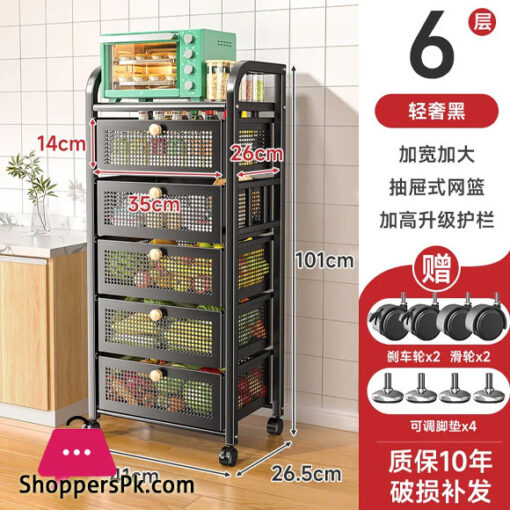 Drawer Type Detachable Household Fruit And Vegetable Rack Kitchen Storage Rack 6-Layer