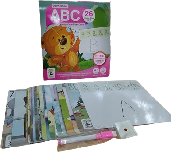 Dream Publishers English Alphabet Wipe -Clean Flash Cards With Erasable Marker Pen