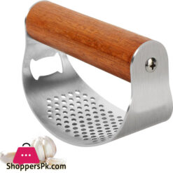 Garlic Press Stainless Steel Rocker Dishwasher Safe Premium Wooden Handle Garlic Crusher