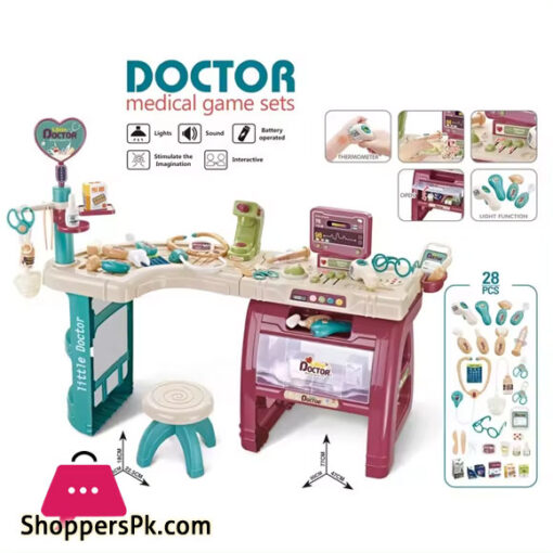 High Quality Simulation Medical Kit Mini Clinic Doctor Plastic Pretend Play Set Toys - 28Pcs