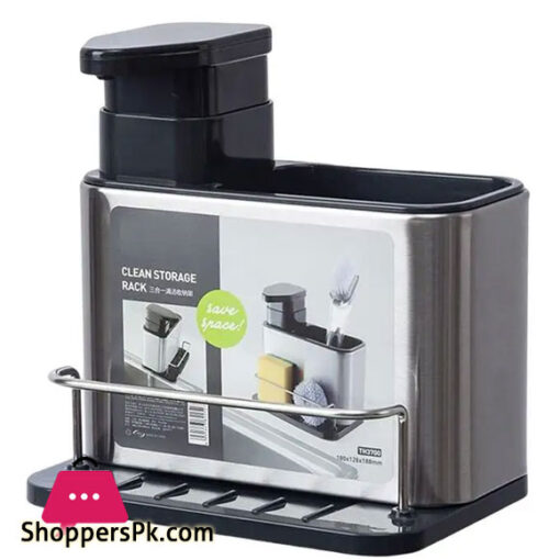 Kitchen Soap Dispenser with Sponge Holder Liquid Soap Dispenser Holder Pump Bottle for Sink with Brush Sponge Holder Holder