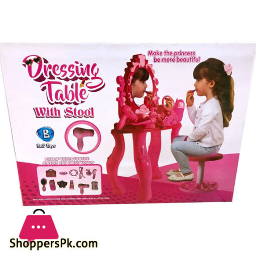 MAKEUP TOY DRESSING TABLE WITH STOOL AND ACCESSORIES 21PCS TOY FOR GIRLS MAKEUP SET