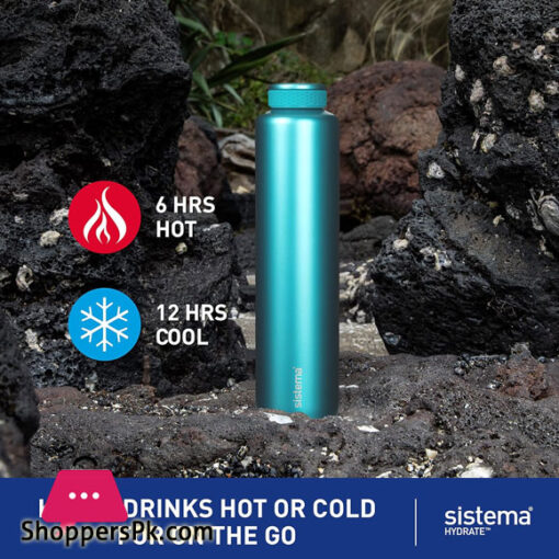 Original Sistema Hydrate Stainless Steel Water Bottle 600 ml BPA-Free Double Wall Vacuum Insulated Metal Water Bottle Keeps Liquid Hot & Cool