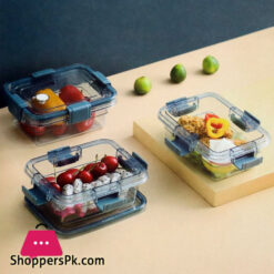 Plastic Sealed Box 3pcs Transparent Takeaway Box Set with Lock Fresh Container 450ml + 2600ml