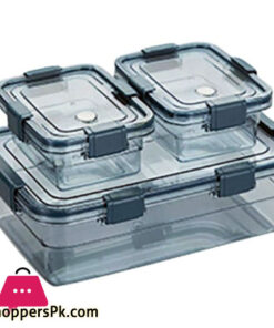 Plastic Sealed Box 3Pcs Transparent Takeaway Box Set With Lock Fresh Container 450Ml + 2600Ml - Image 2