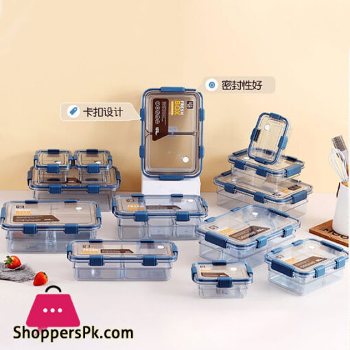 Plastic Sealed Box 3pcs Transparent Takeaway Box Set with Lock Fresh Container 450ml + 2600ml