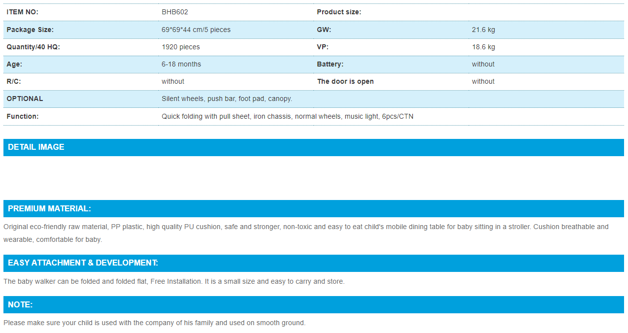 Quick Folding Orbic Toys Baby Walker Bhb602