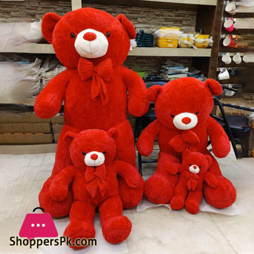 Red Bear Plush Toy Super Soft Short Plush Bear Wedding Doll Birthday Gift Cartoon Teddy Bear Pillow for Girlfriend - 75cm