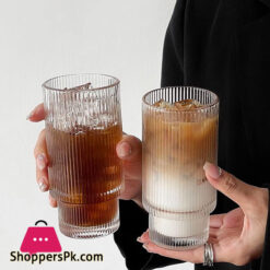 Ribbed Drinking Glasses With Bamboo Lids And Straws 400 &Amp; 500Ml