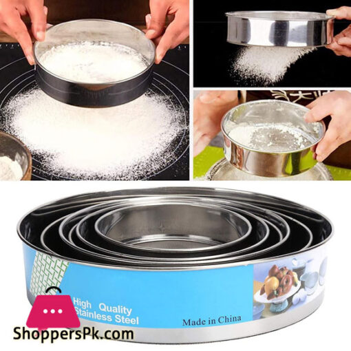 Round Stainless Steel Flour Sieve Strainer Set of 6