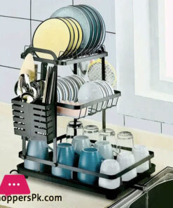 Dish Drying Rack 3 Tiers Detachable Dish Rack and Draining Board Set, Organizer Rack with Utensil Holder
