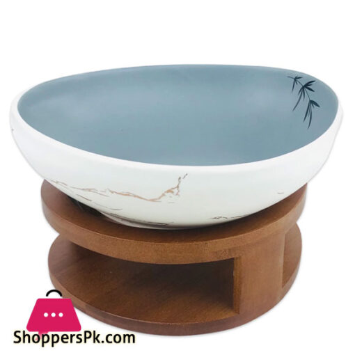 Serving Dish with Wooden Base