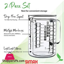 Simax Borosilicate Fireproof Measuring Jugs 1L &Amp; 500Ml Set Of 2