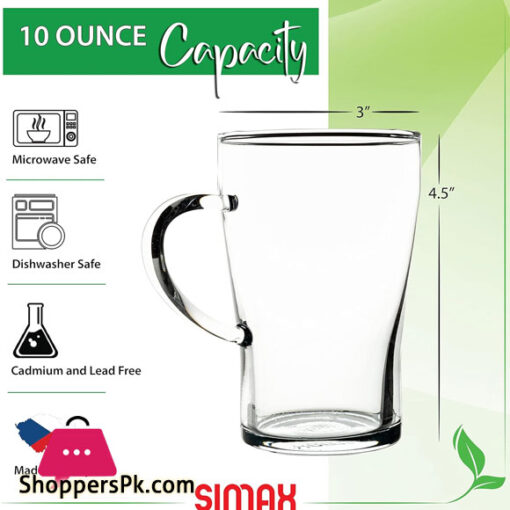 Simax Glass Coffee Mugs, 10 Oz Glass Mug, Set of 4 Latte Mugs, Borosilicate Glass Tea Cups
