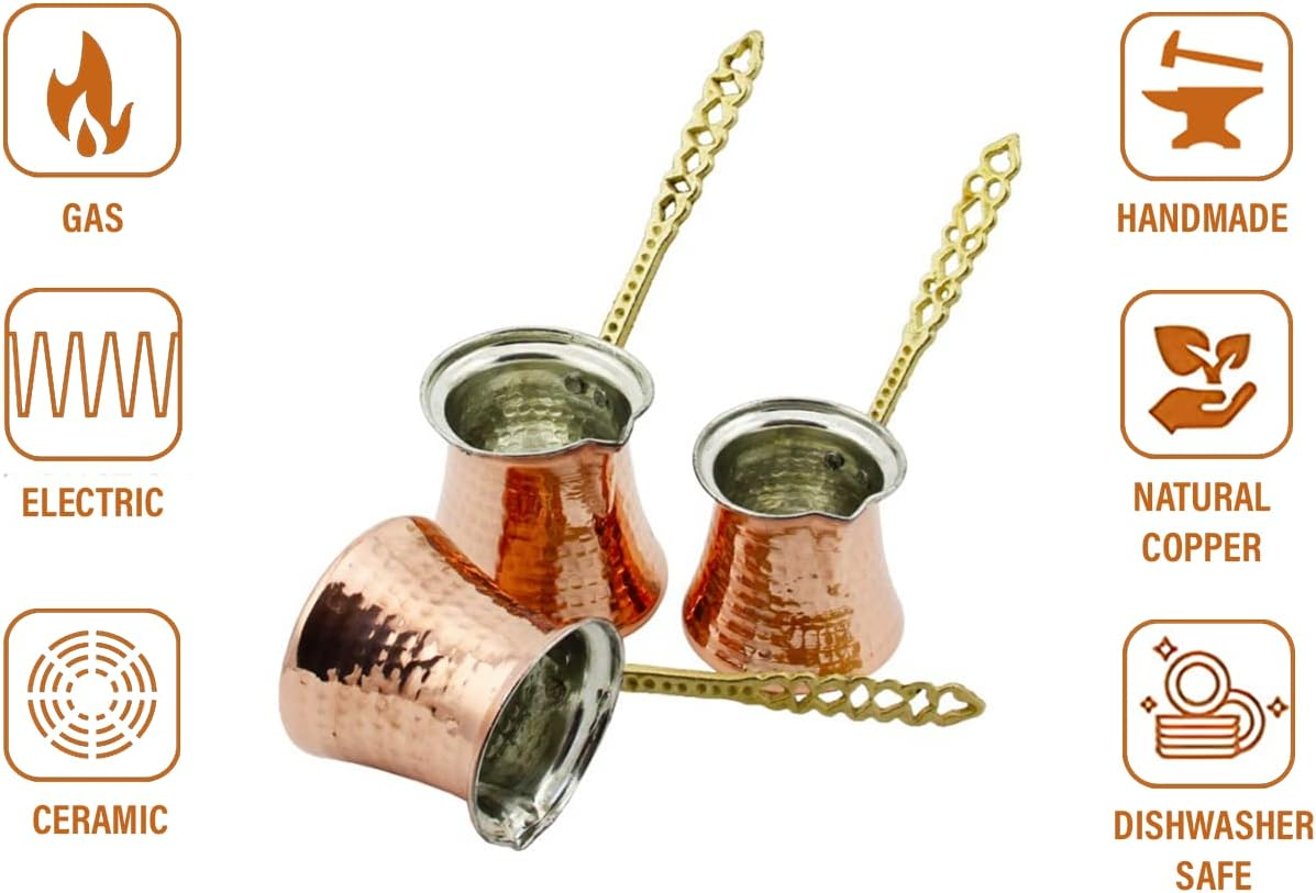 Turkish Hammard Design Golden 3-Piece Coffee Pot Set Mocha Pot