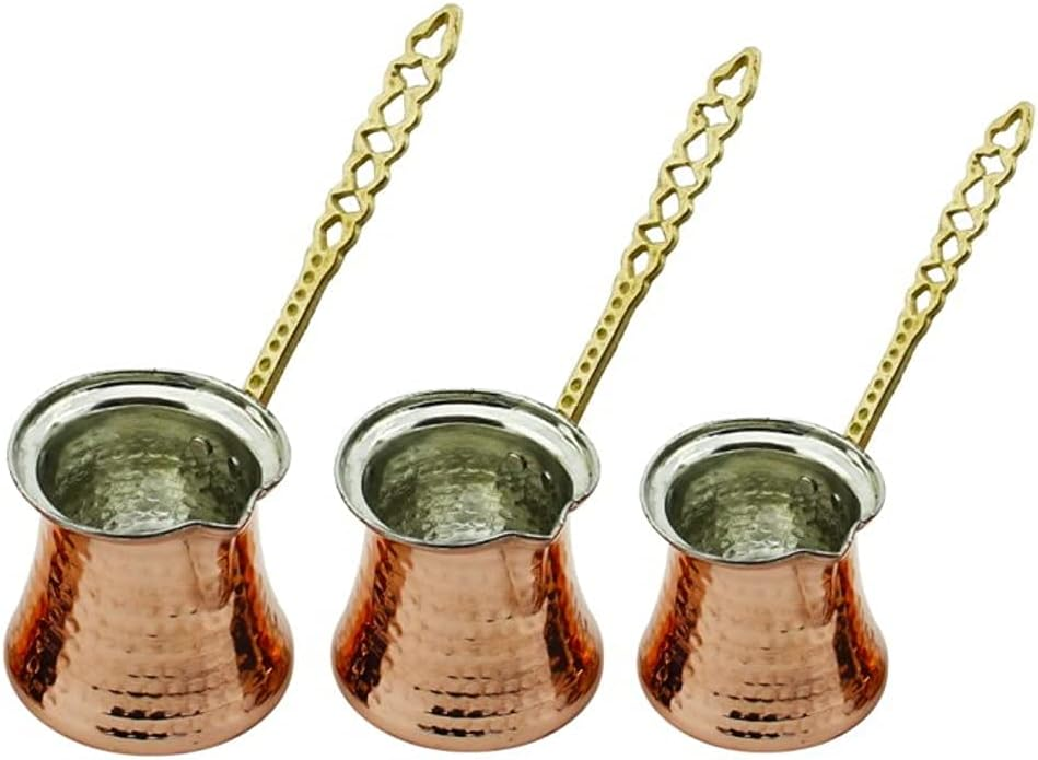 Turkish Hammard Design Golden 3-Piece Coffee Pot Set Mocha Pot