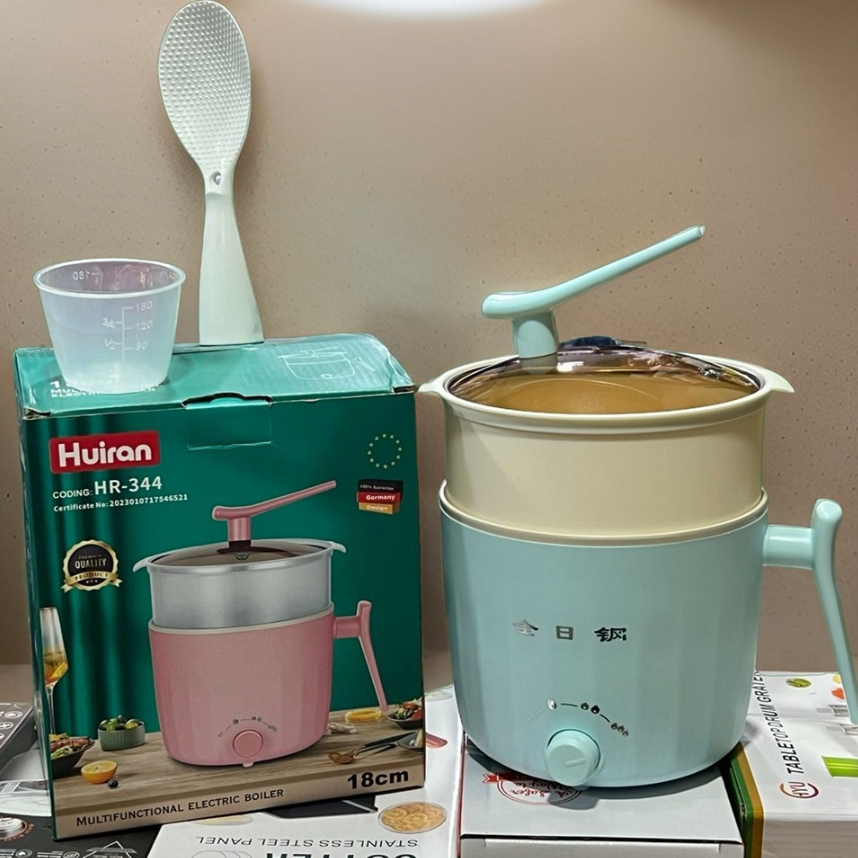 1.8L Double Layer With Plastic Steamer Non-Stick Electric Huiran Cooker With Spoon And Measuring Bowl