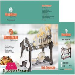2 Tier Woodwave Dish Drying Rack Dish Organizer With Draining Tray For Bowl Cup Plate Tray Sink Accessories