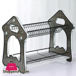 2 Tier Woodwave Dish Drying Rack Dish Organizer With Draining Tray For Bowl Cup Plate Tray Sink Accessories