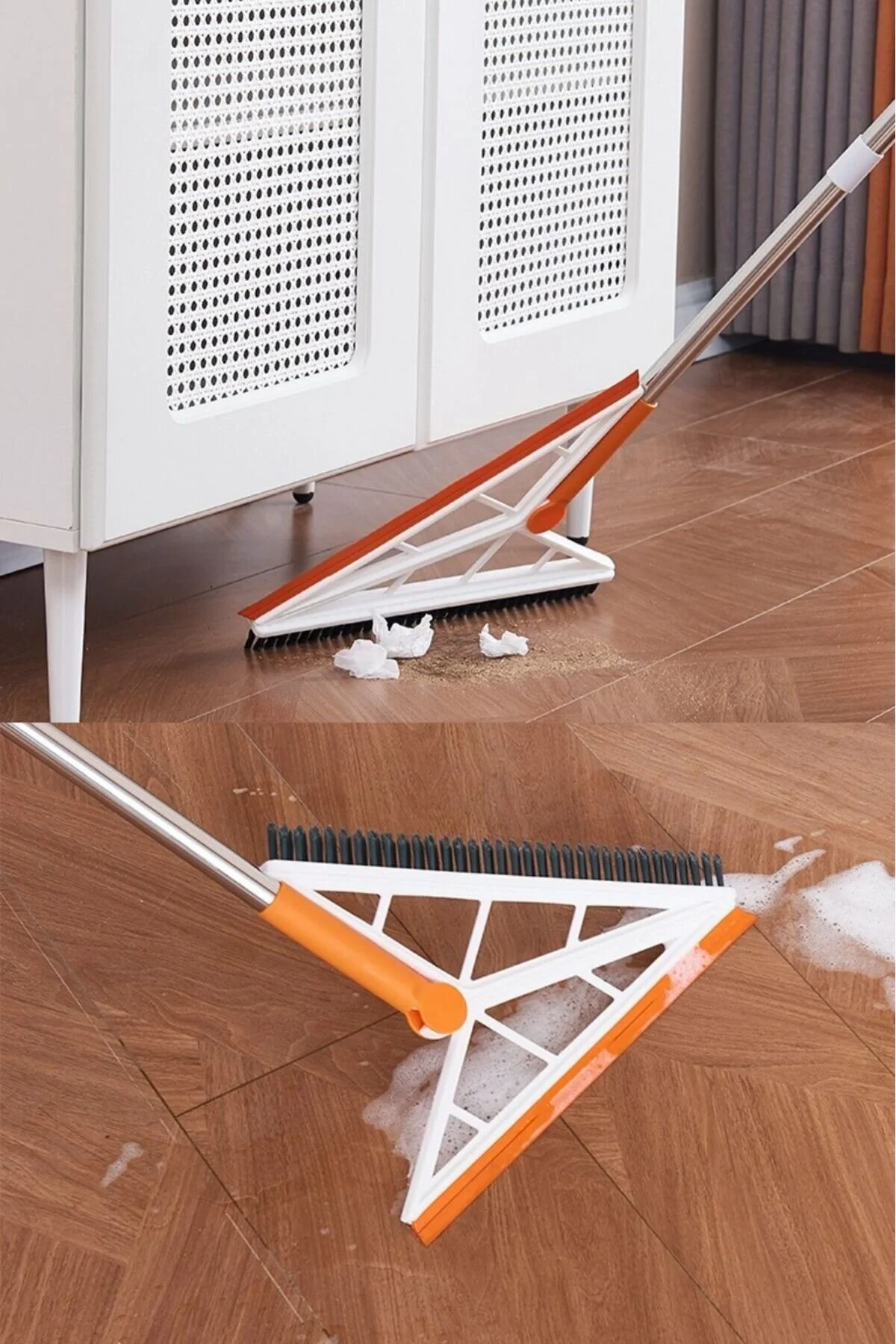 2 In 1 Arrow Viper And Brush, Multifunction Scraping Silicone Broom Sweeper, Magic Floor Scraping Broom, 2 In 1 Retractable Cleaning Kit