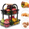2- Tier Fruits Stand Fruit Storage Rack Stand Vegetable Holder Baskets Double Layer Fruit Basket Fruit Basket Kitchen French Country Wire Basket